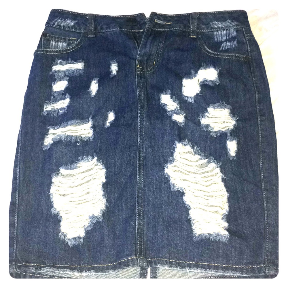 Denim distressed skirt Boom Boom Jeans